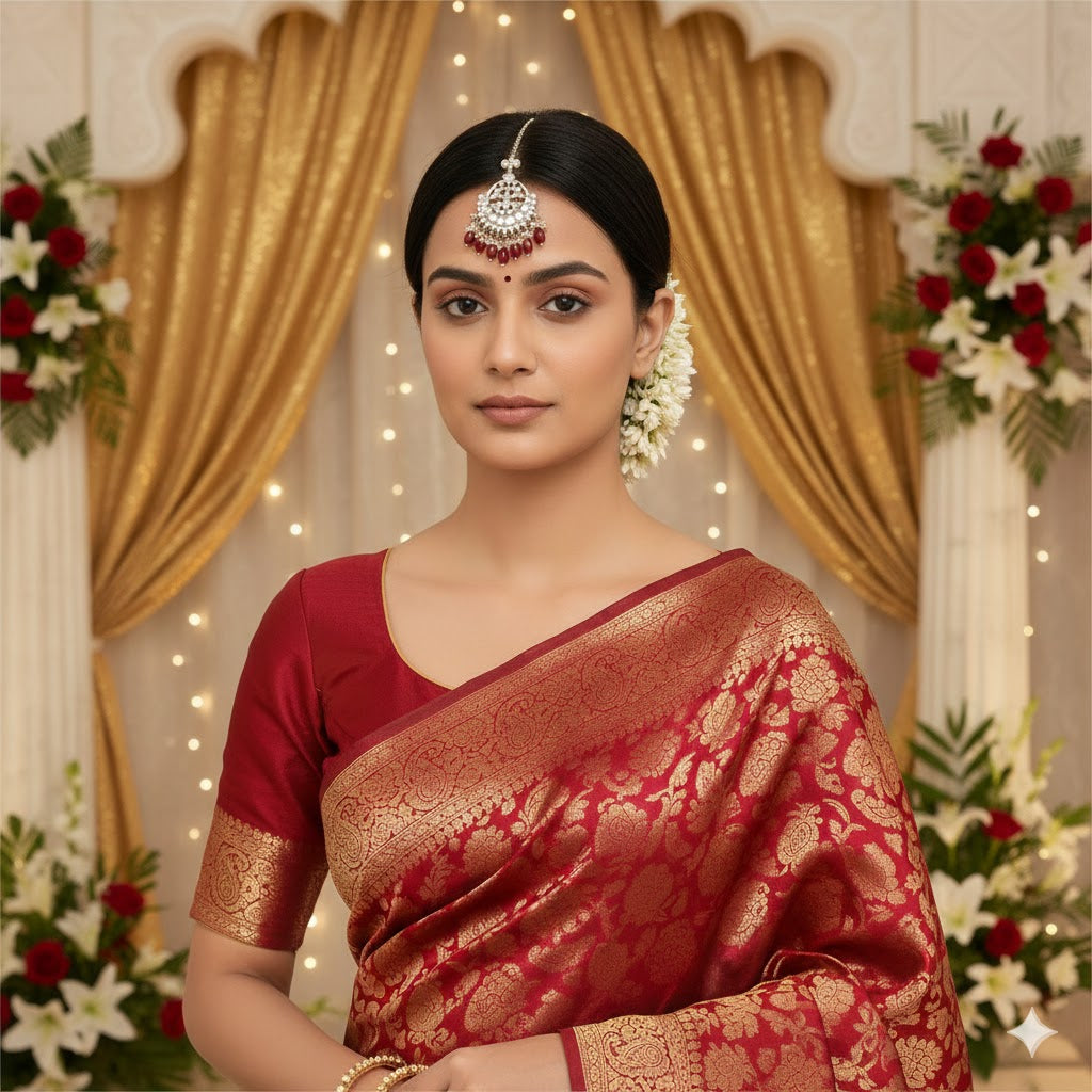 Shrija Maroon Maangtikka