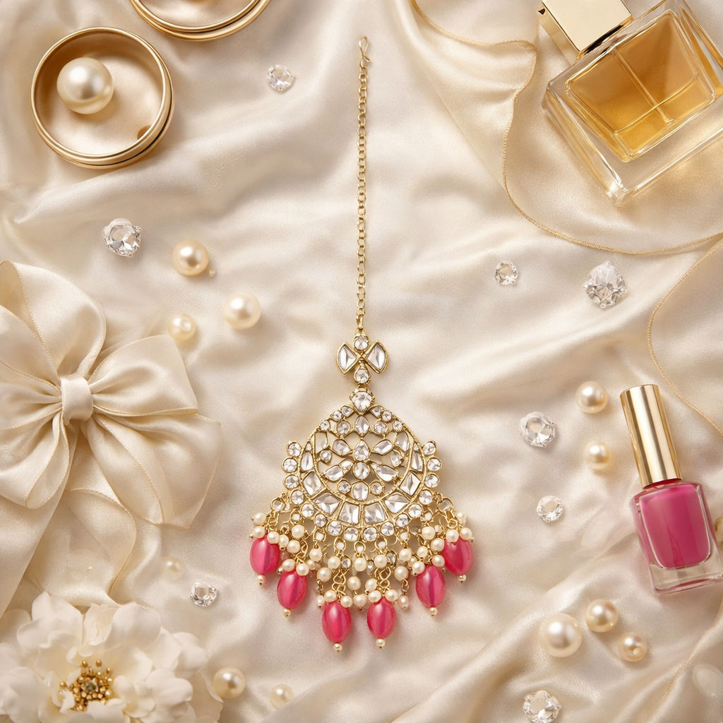 Shrija Pink Maangtikka