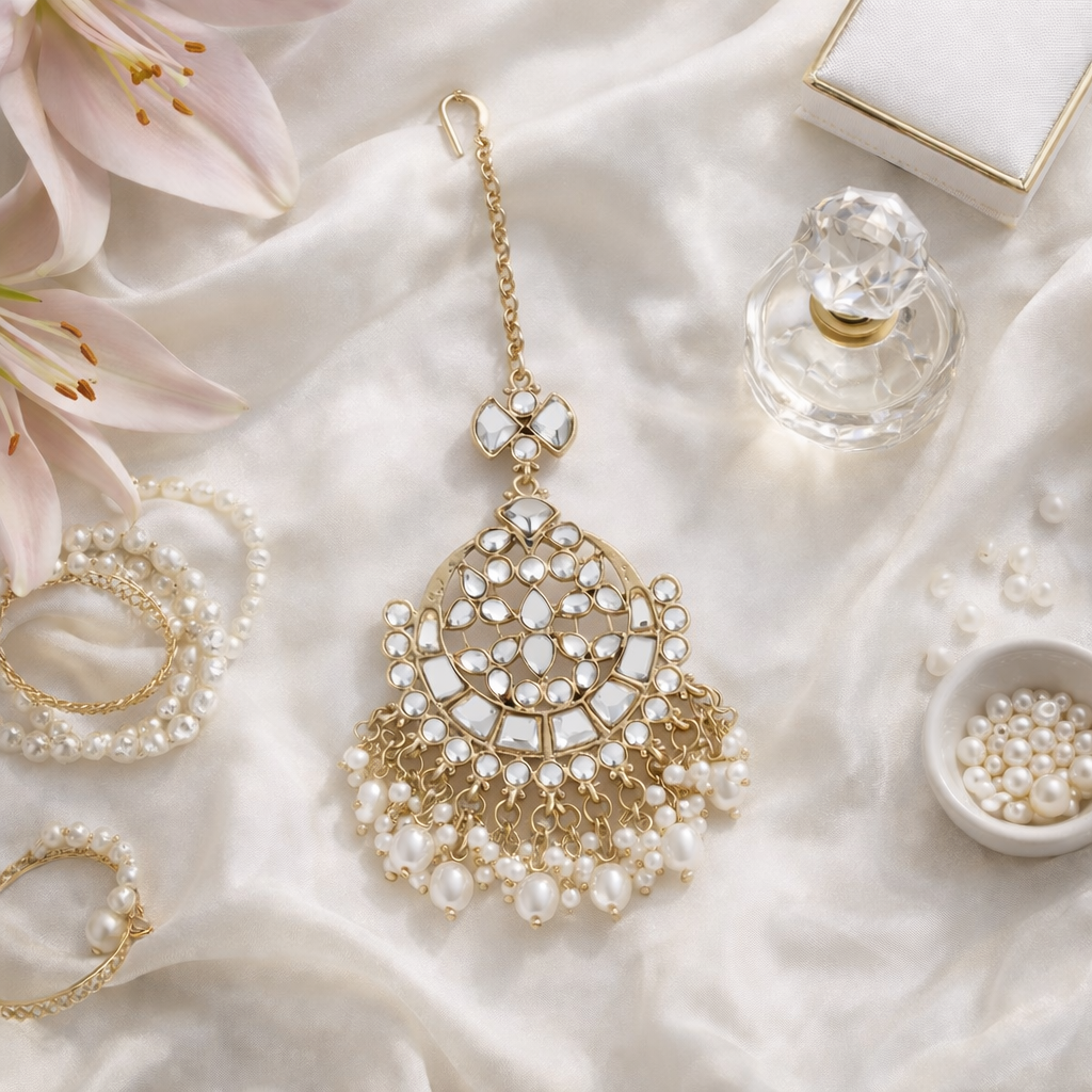 Shrija White Maangtikka