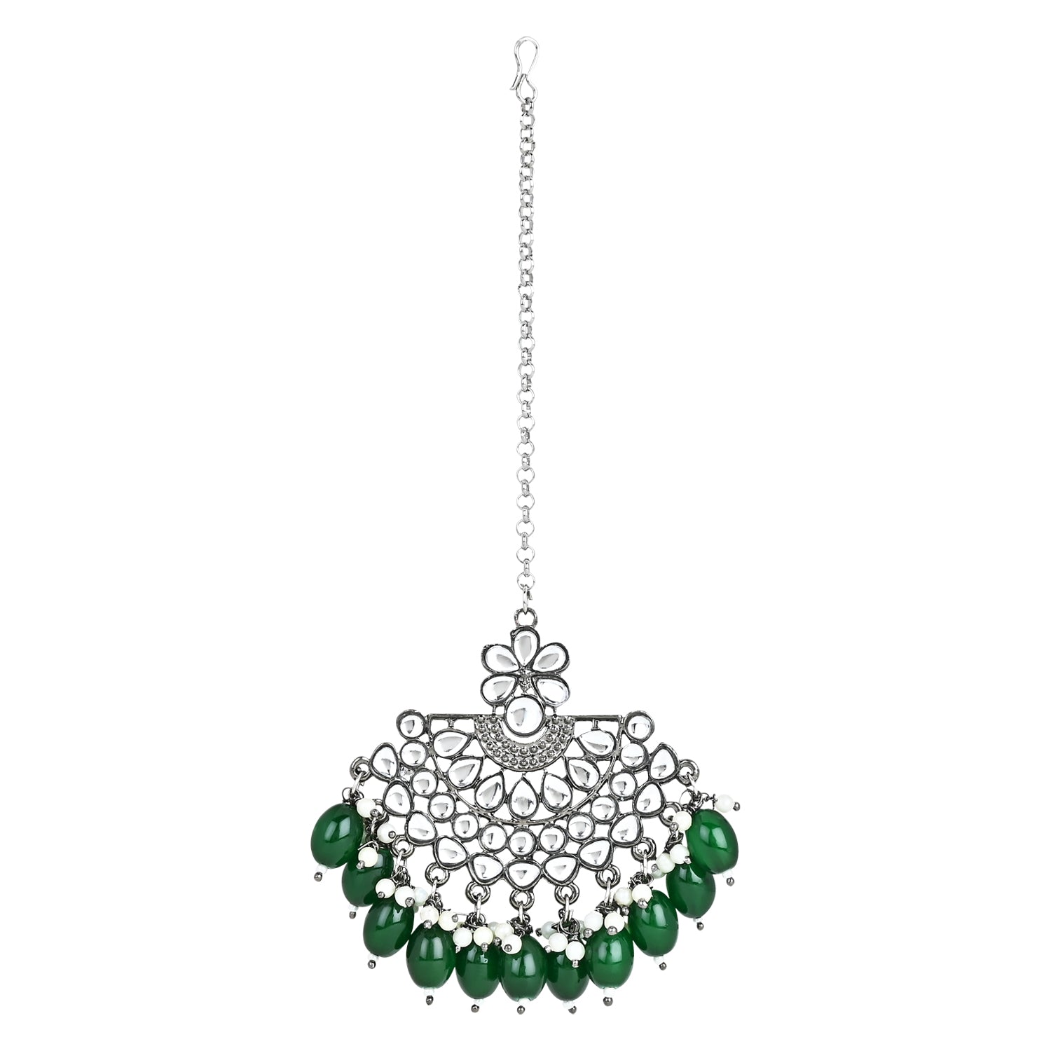 Divita Green Maangtikka Earring Set