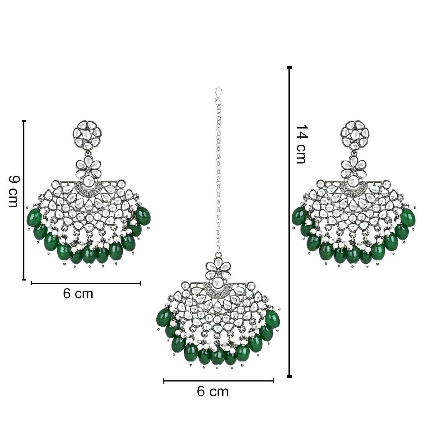 Divita Green Maangtikka Earring Set