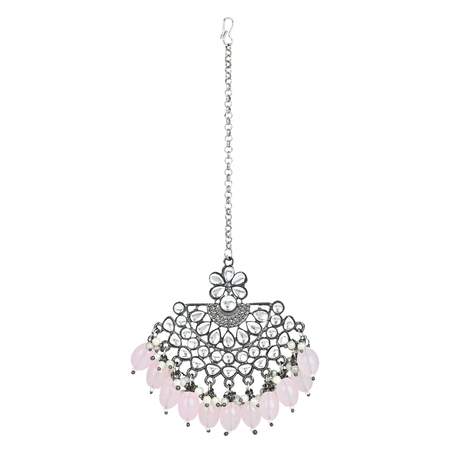 Divita Pink Maangtikka Earring Set