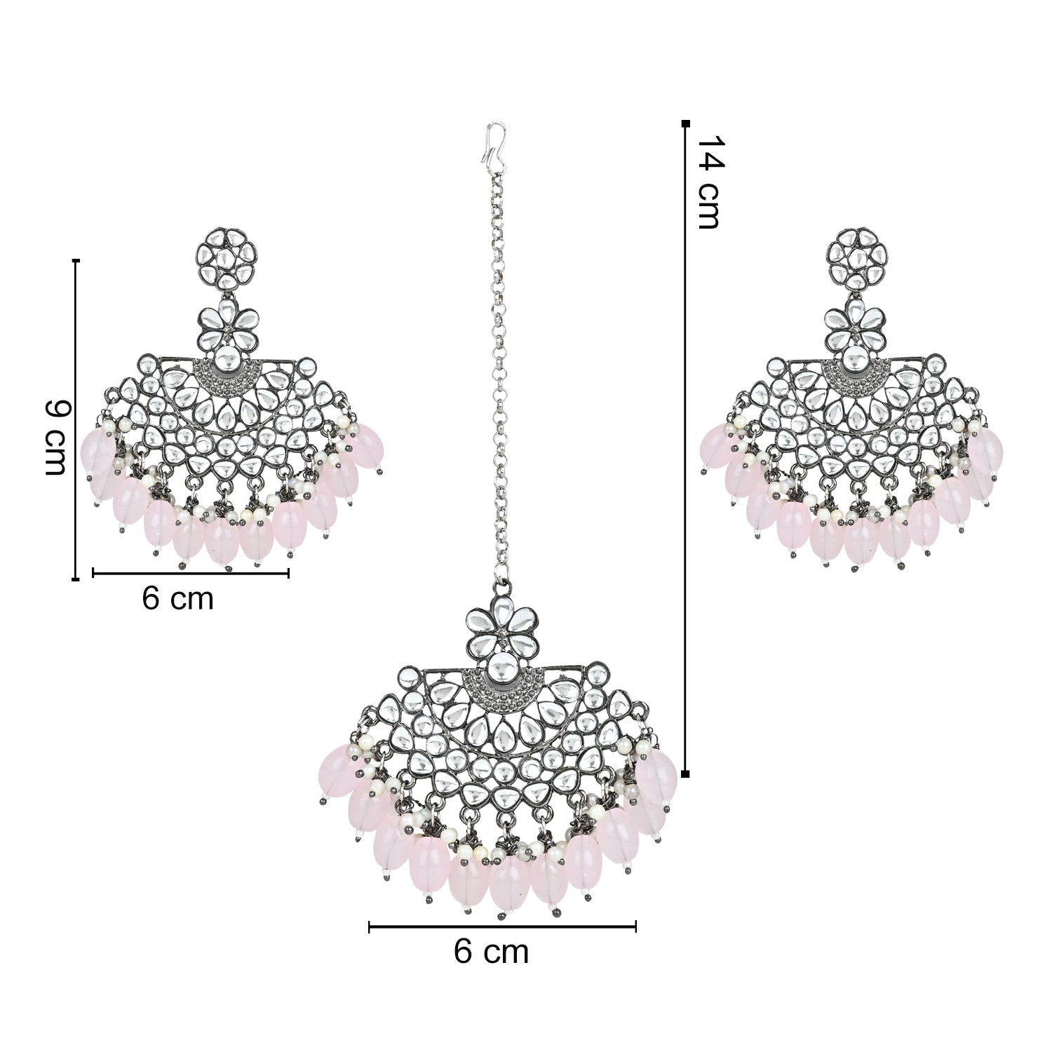 Divita Pink Maangtikka Earring Set