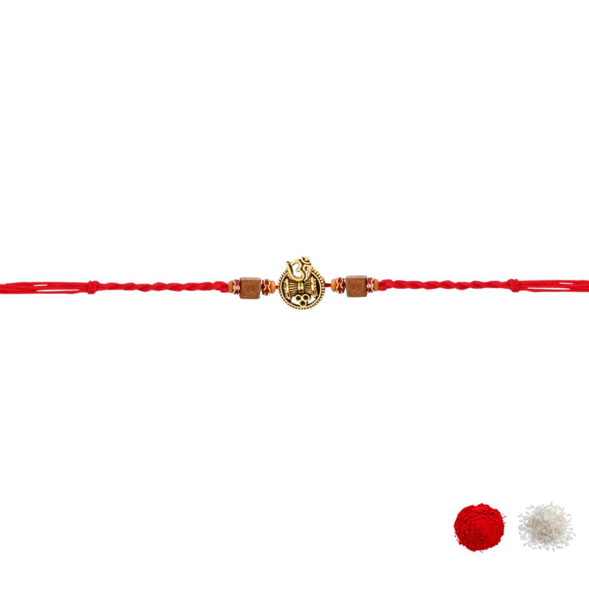 Om with Damru Rakhi Combo for Bhai - Pack of 2 with Roli Chawal