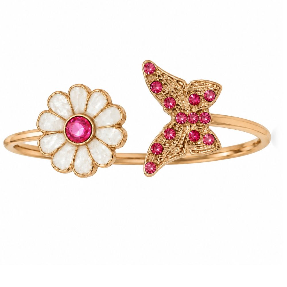 Liora- Flower Butterfly Cuff Bracelet
