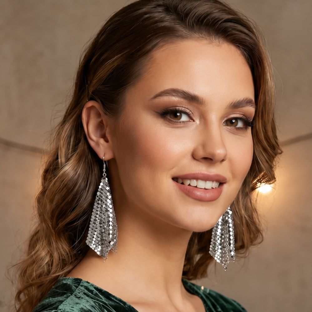 Zivara - Cascading Mesh Statement Earrings