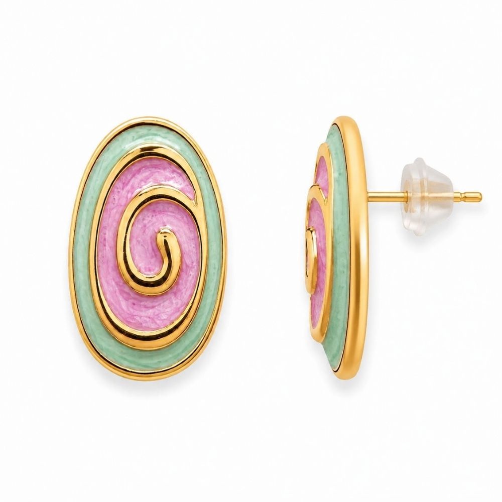 Gracie- Candy Swirl Enamel Stud Earrings