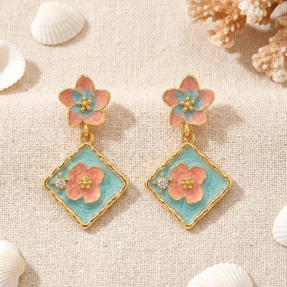 Chloe- Pastel Bloom Enamel Drop Earrings