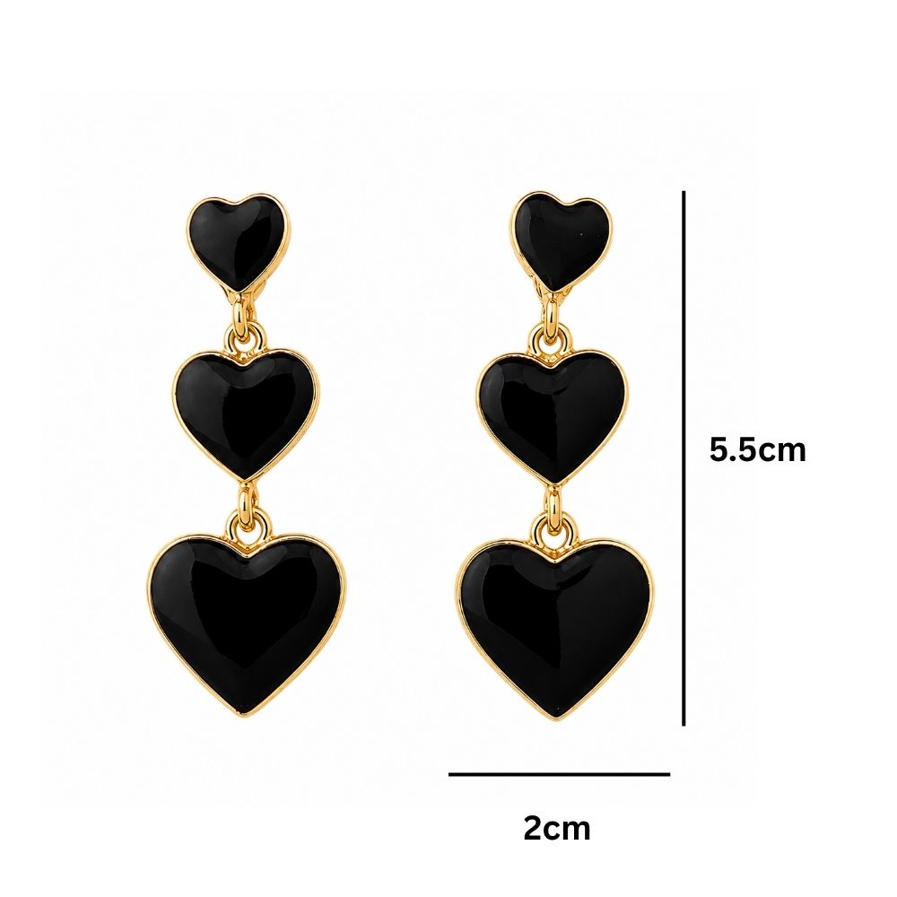 Phoebe- Black Midnight Heart Crystal Drop Earrings