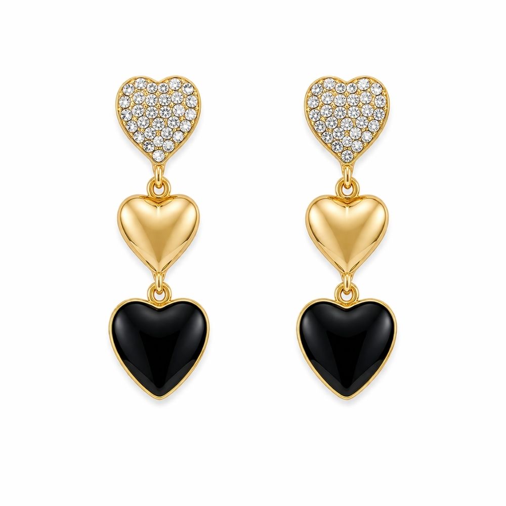 Phoebe- Midnight Heart Crystal Drop Earrings