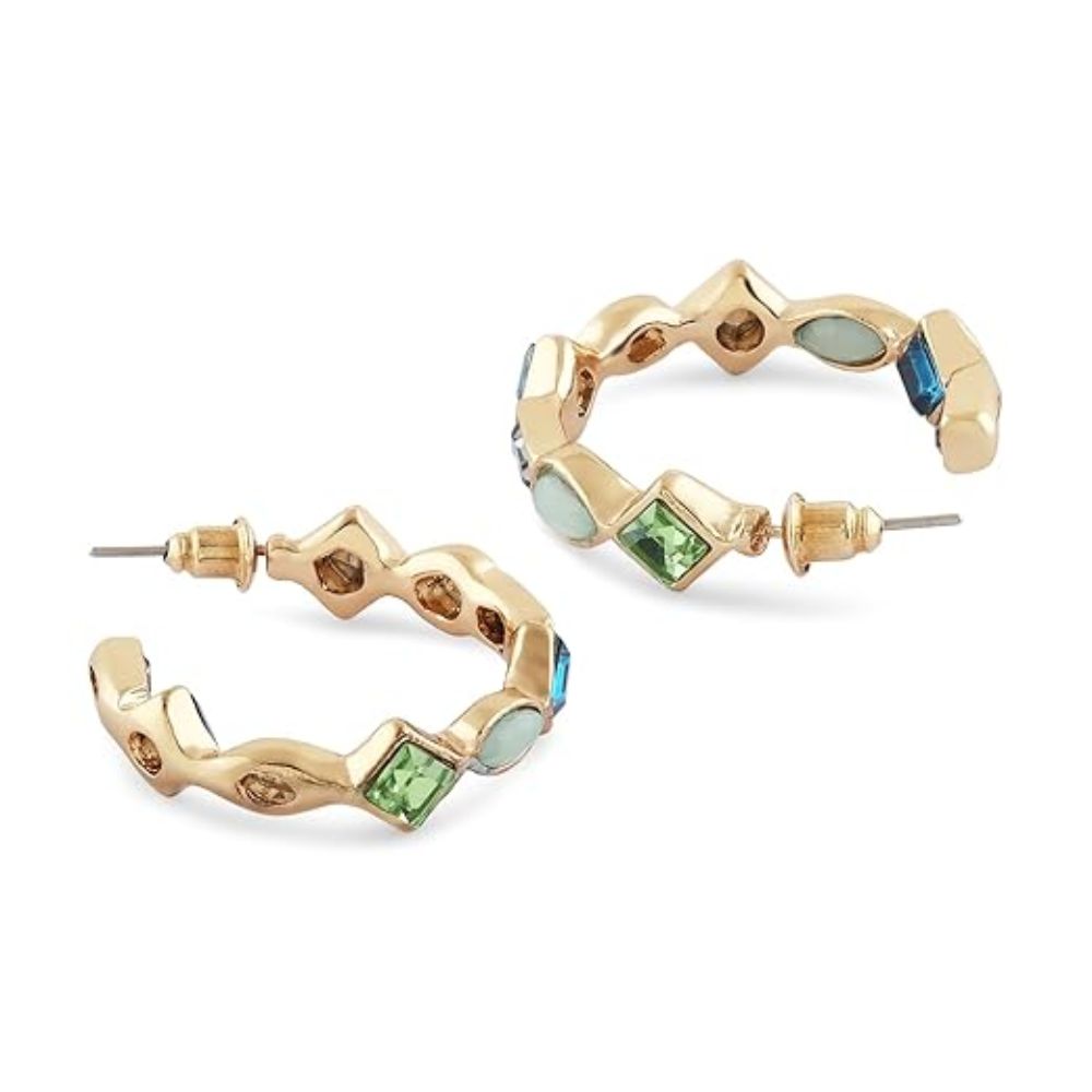 Arin- Ocean Gem Geometric Hoop Earrings