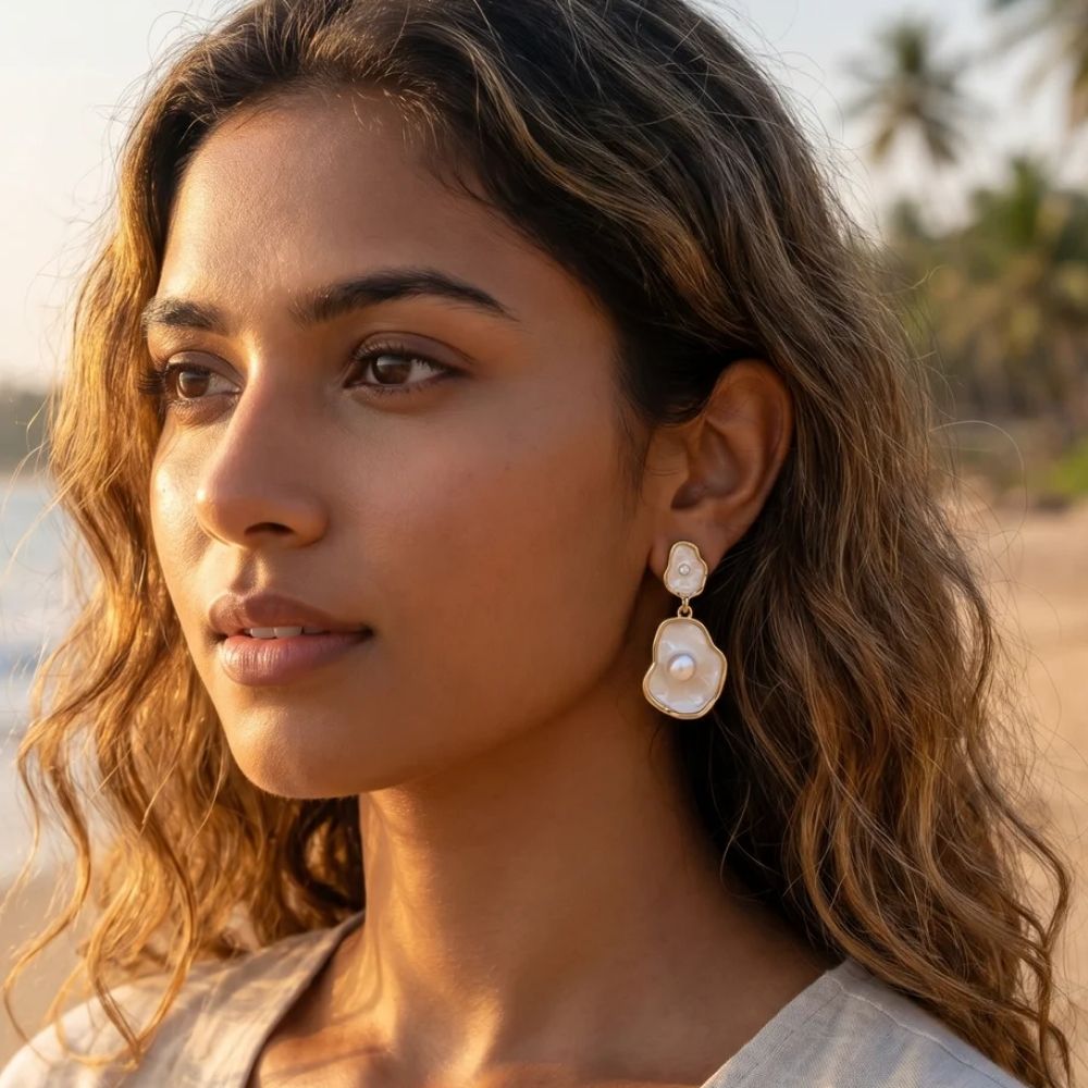 Molly- Pearl Tide Statement Drop Earrings