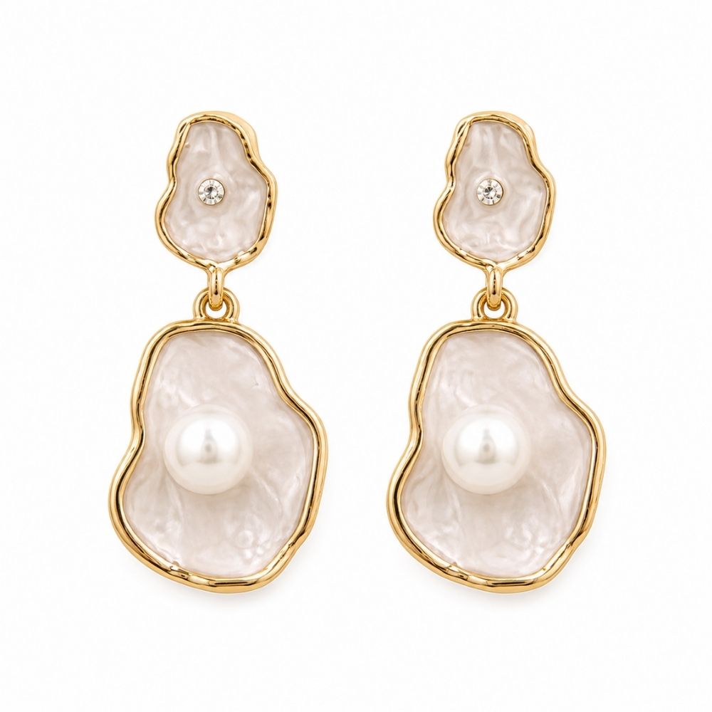 Molly- Pearl Tide Statement Drop Earrings