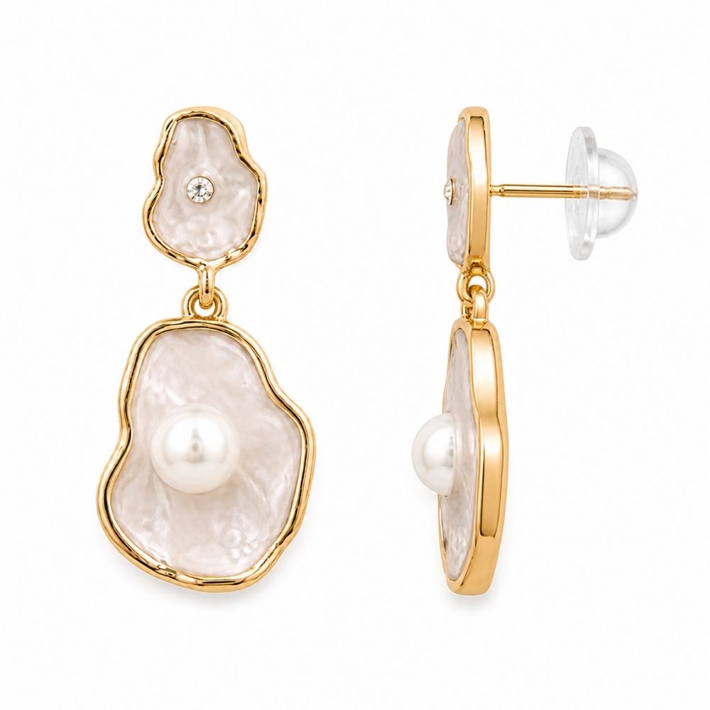 Molly- Pearl Tide Statement Drop Earrings