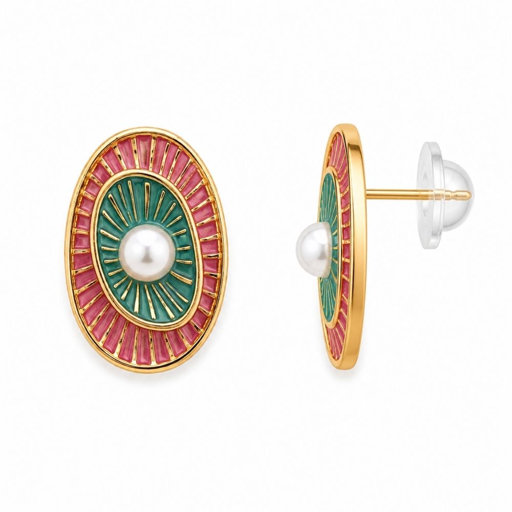 Sancia- Pearl Radiance Enamel Stud Earrings