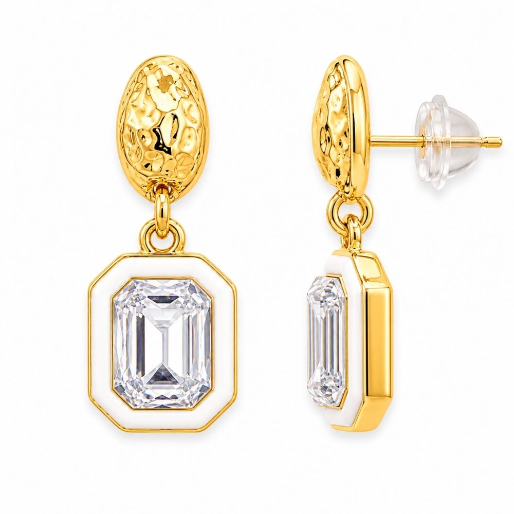 Lottie- Crystal Geometric Drop Earrings