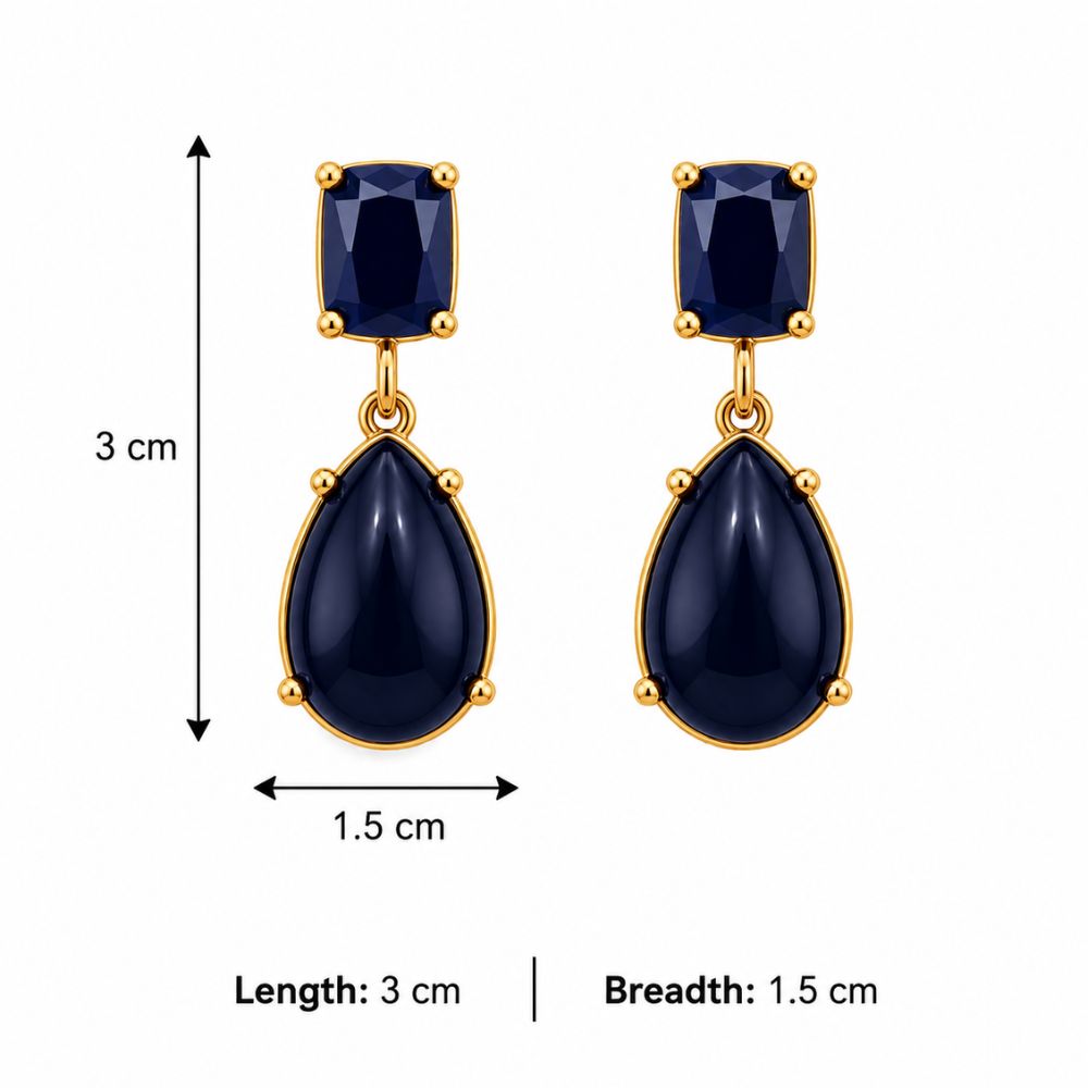 Eleanor- Midnight Sapphire Teardrop Drop Earrings