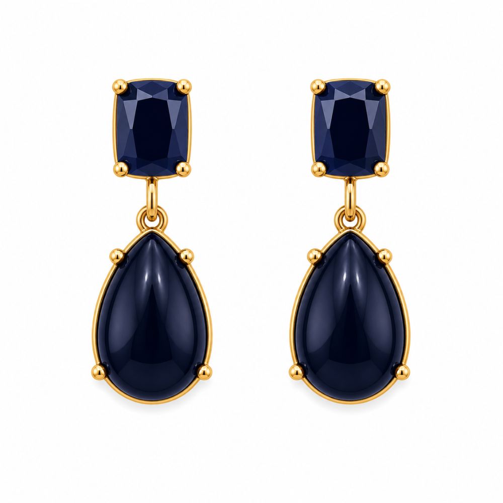 Eleanor- Midnight Sapphire Teardrop Drop Earrings