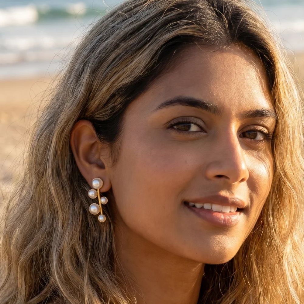 Jessica- Celestial Pearl Cluster Stud Earrings