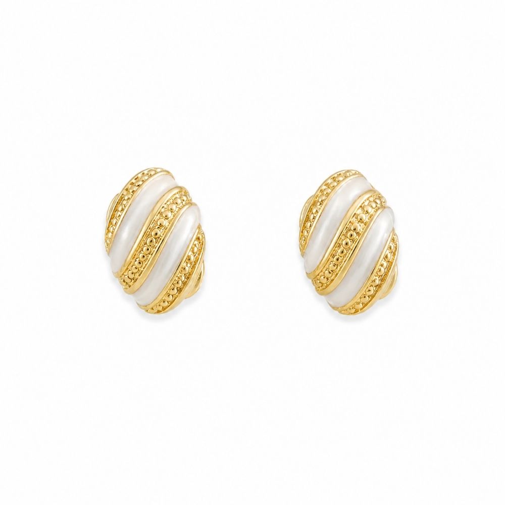 Bella- Ivory Luxe Enamel Stud Earrings