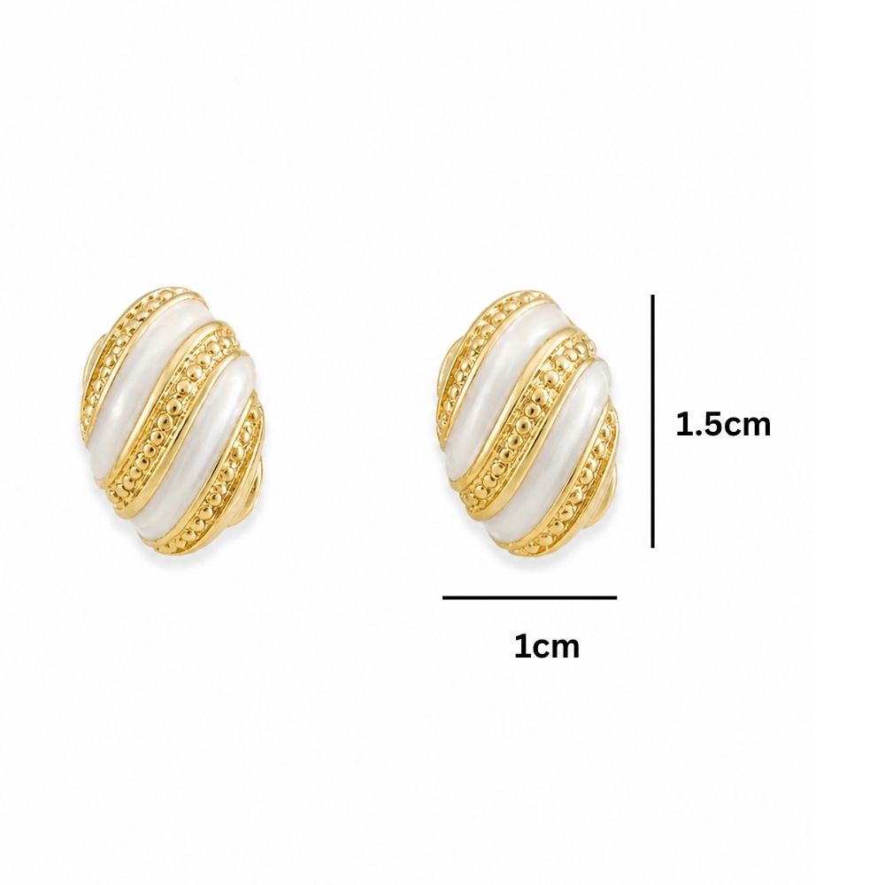 Bella- Ivory Luxe Enamel Stud Earrings