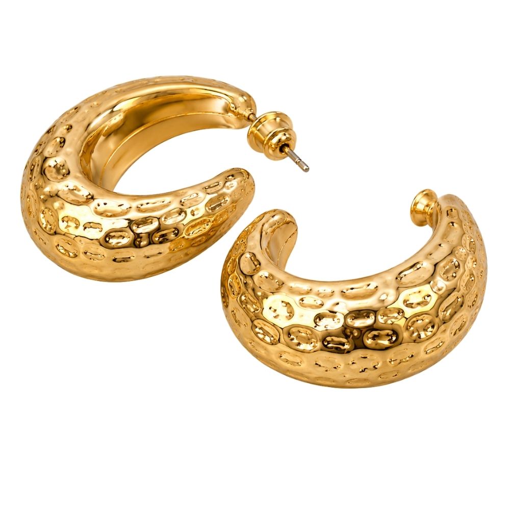 Ava- Textured Hoop Earrings