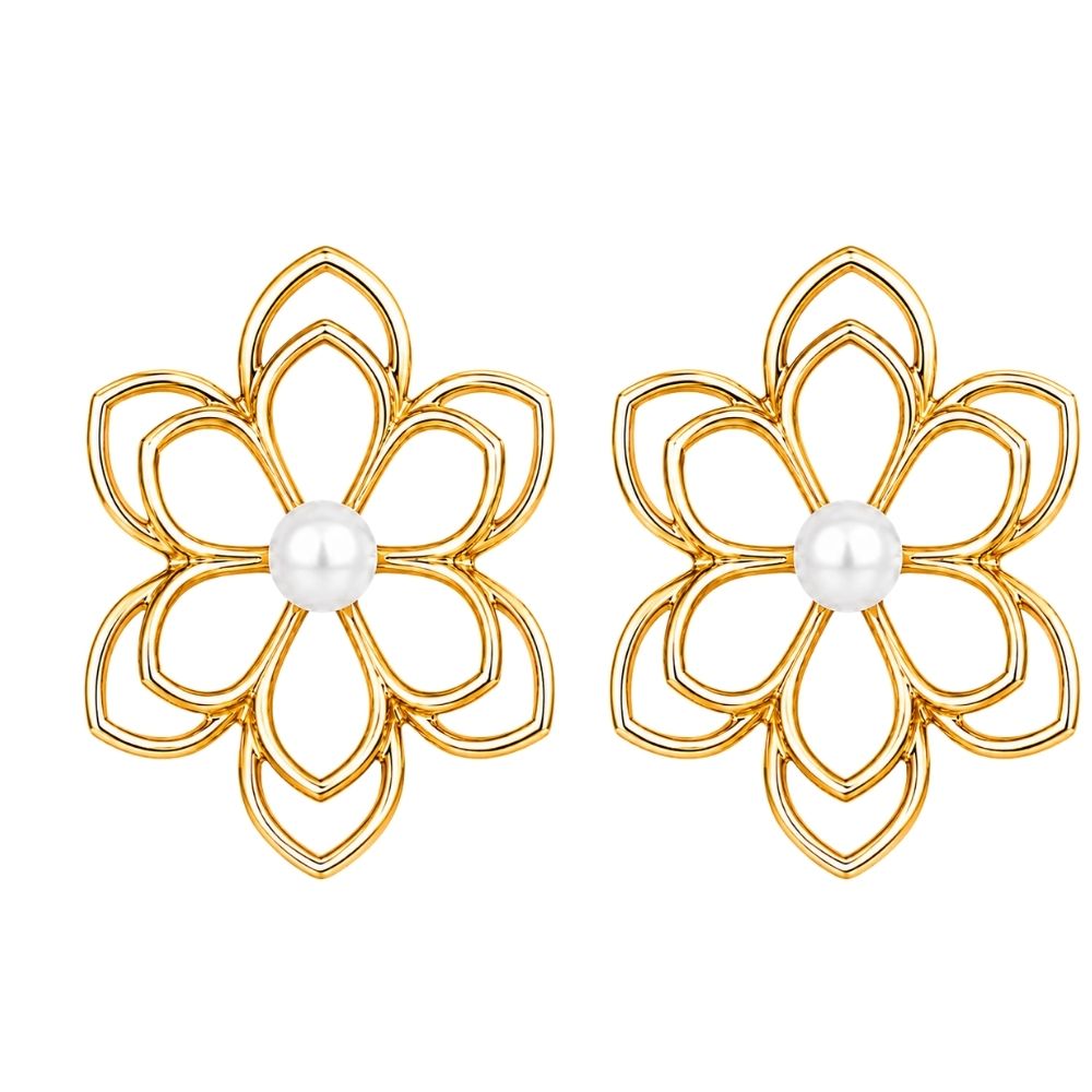 Ada- Floral Pearl Stud Earrings