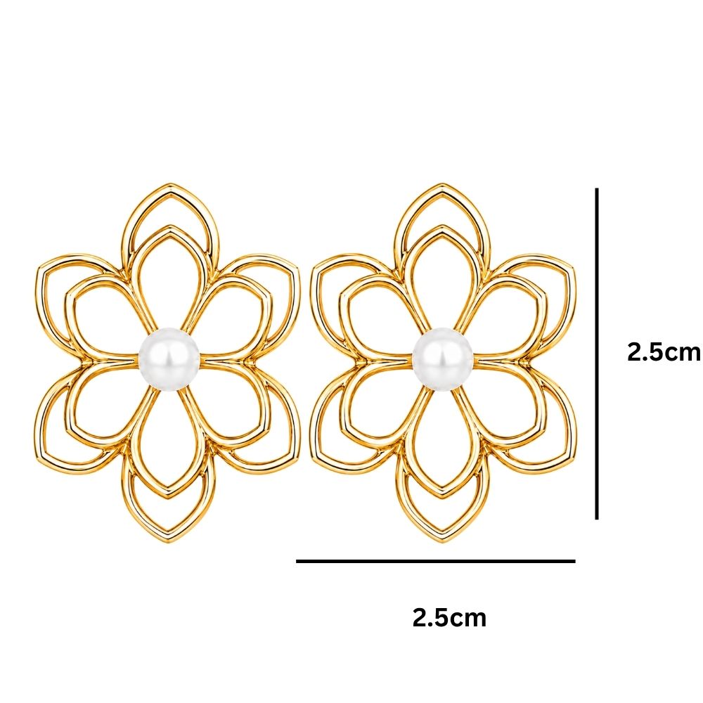 Ada- Floral Pearl Stud Earrings