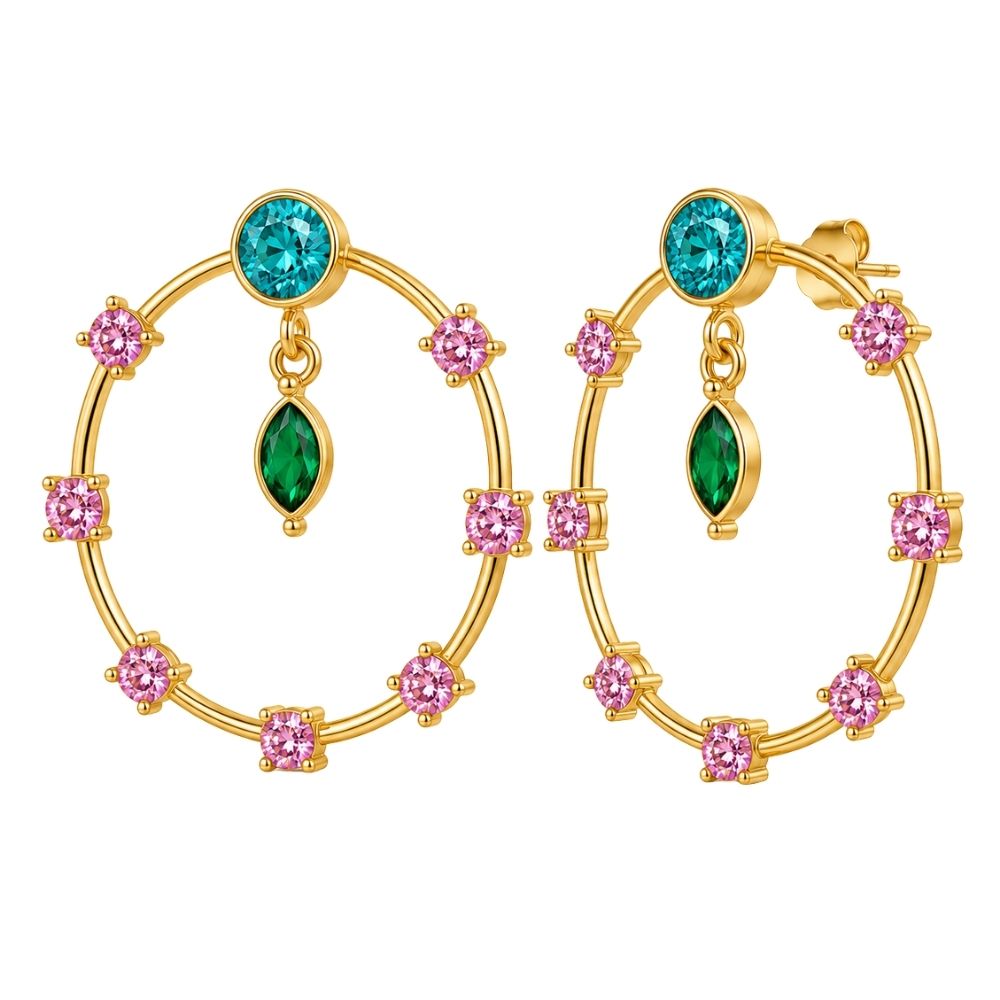 Paloma- Multicolour Stone Hoop Earrings