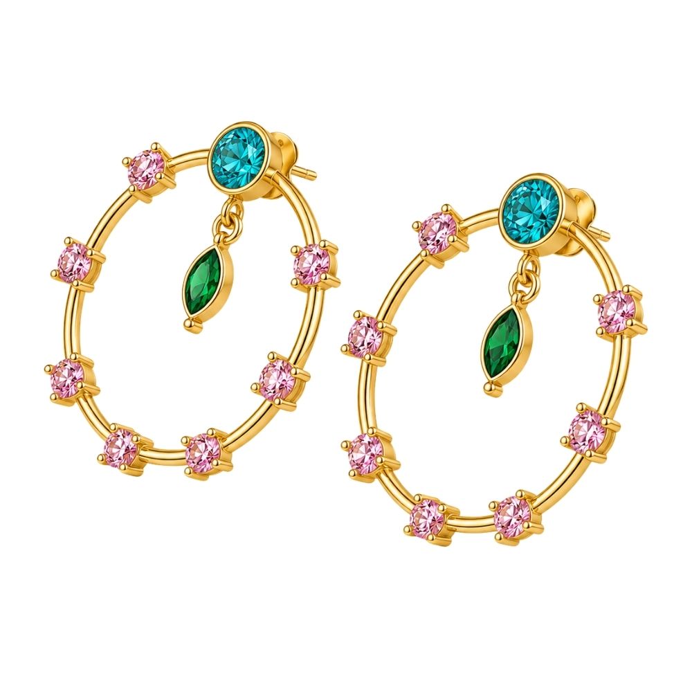 Paloma- Multicolour Stone Hoop Earrings