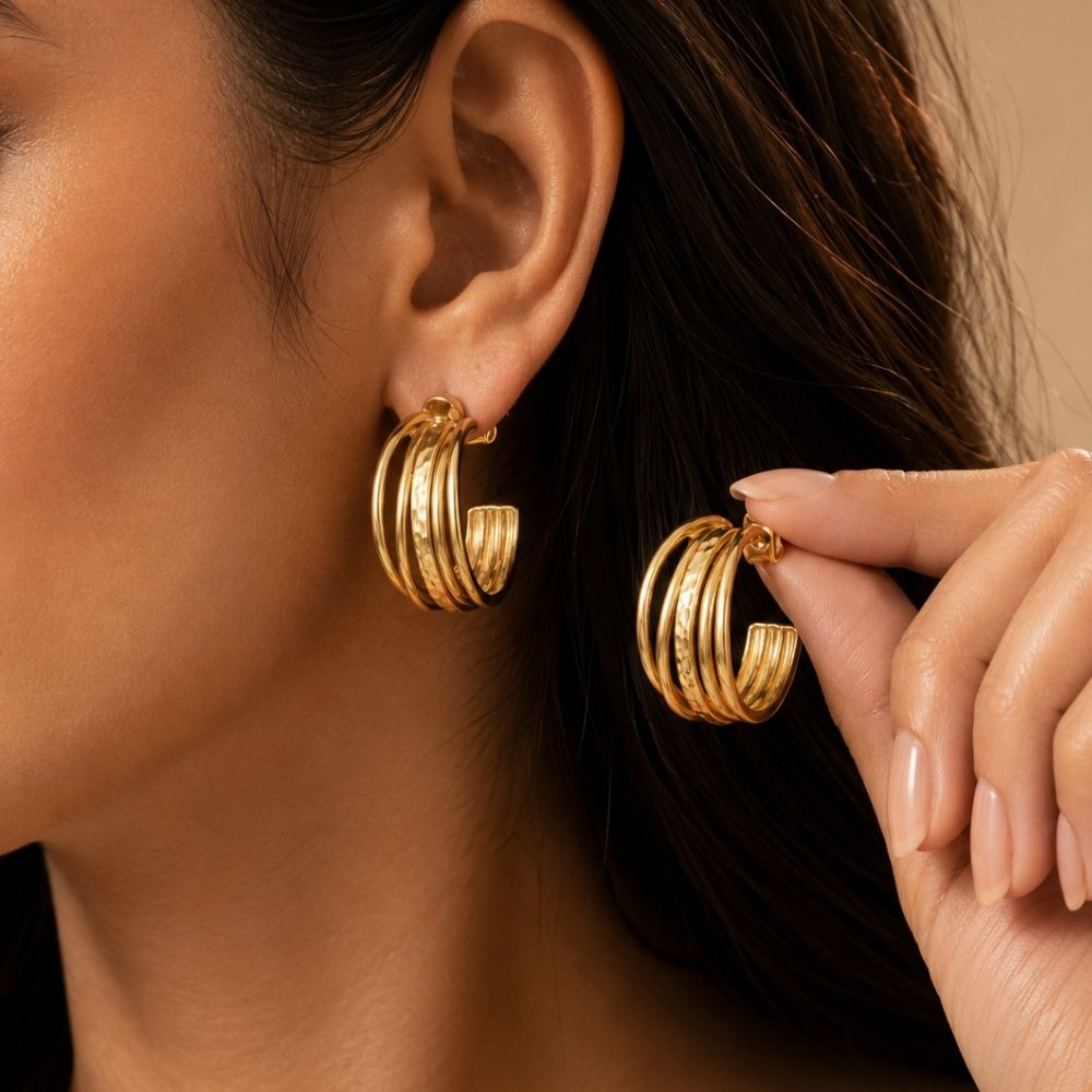 Dove- Sculpted Multi-Band Hoop Earrings