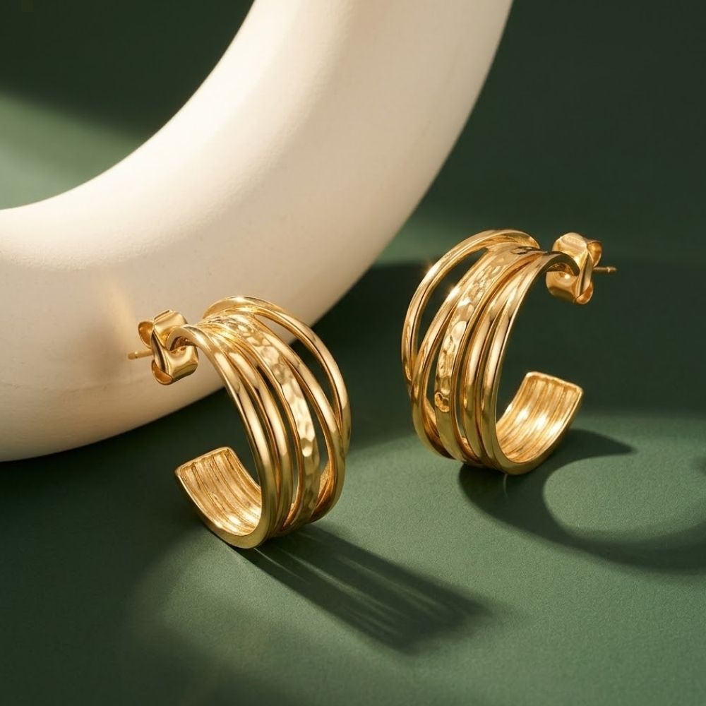 Dove- Sculpted Multi-Band Hoop Earrings