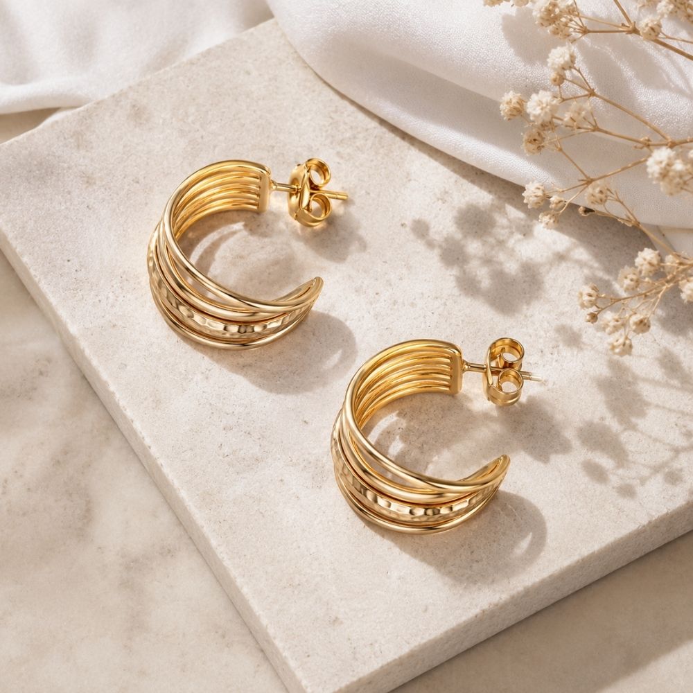 Dove- Sculpted Multi-Band Hoop Earrings