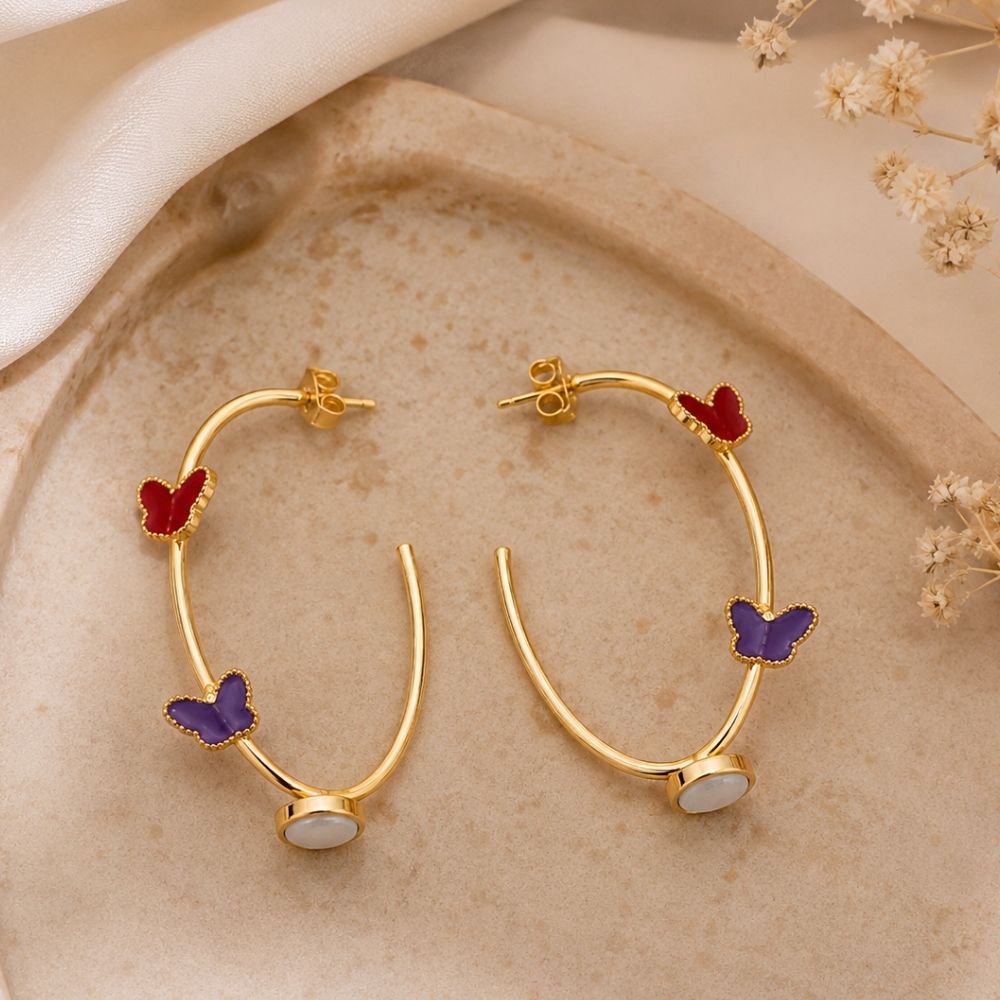 Andie- Butterfly Charm Gold Hoop Earrings