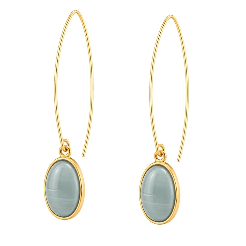 baylee- Oval Stone Threader Drop Earrings