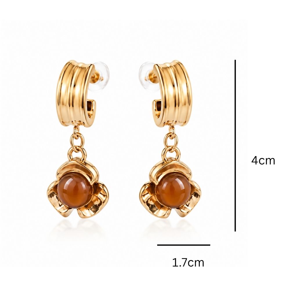 Noemi- Floral Stone Drop Hoop Earrings