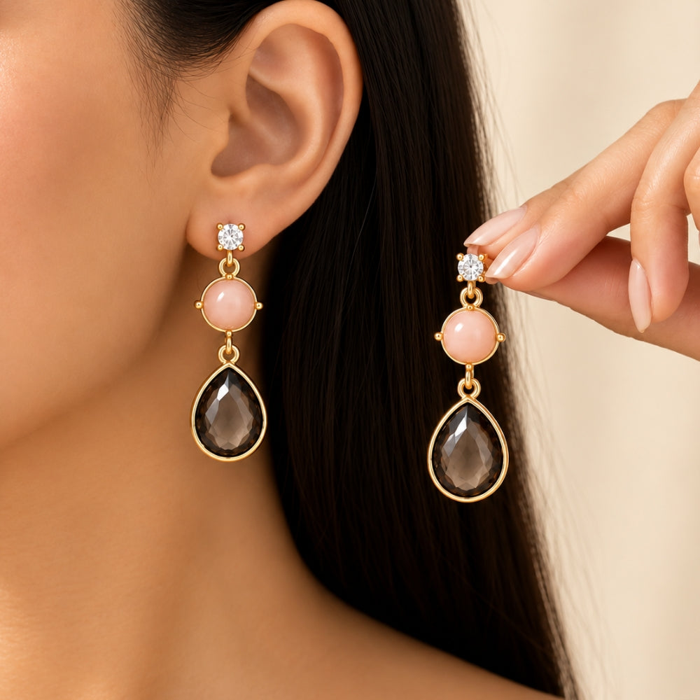 Irida- Geometric Stone Teardrop Earrings