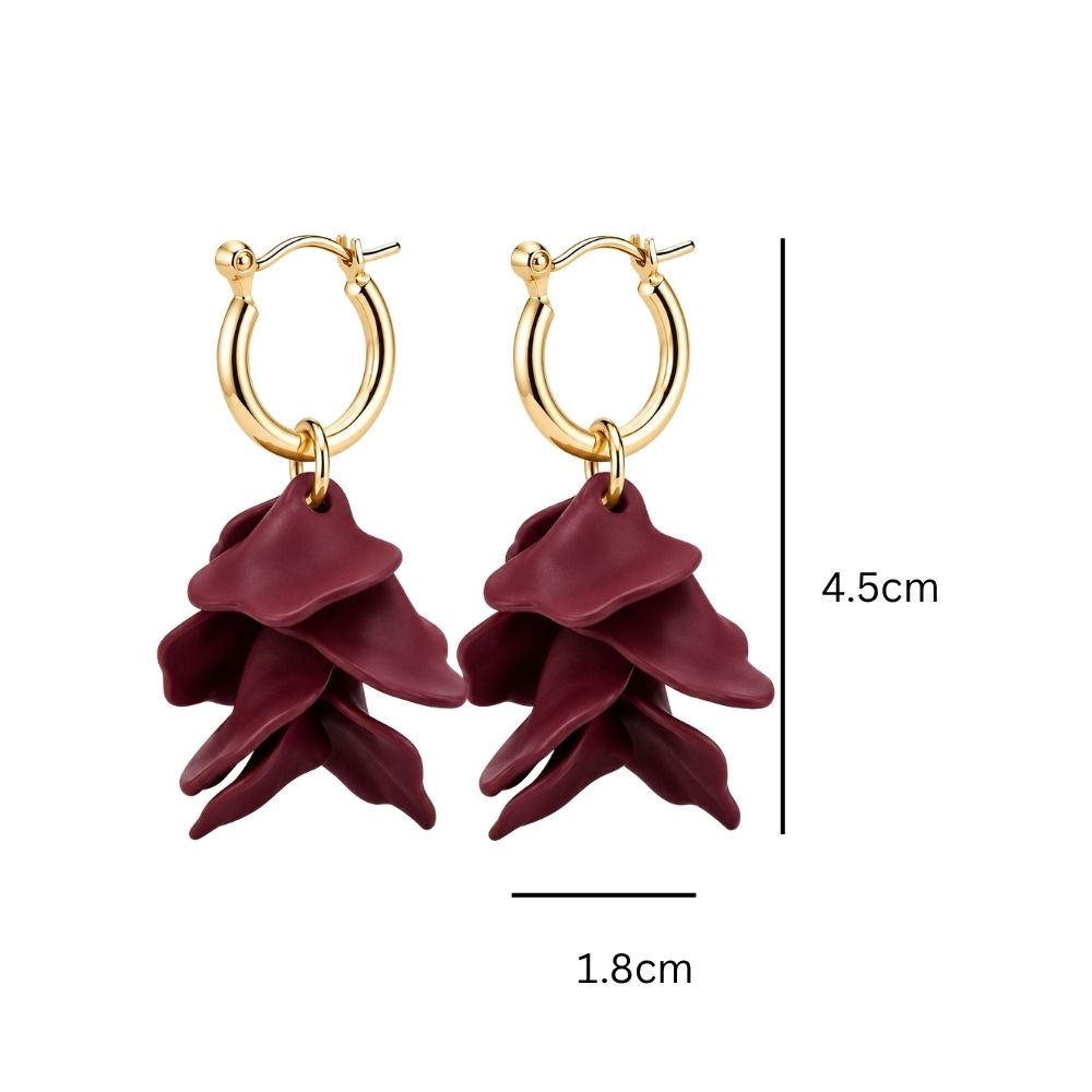 Keona- Floral Petal Drop Hoop Earrings