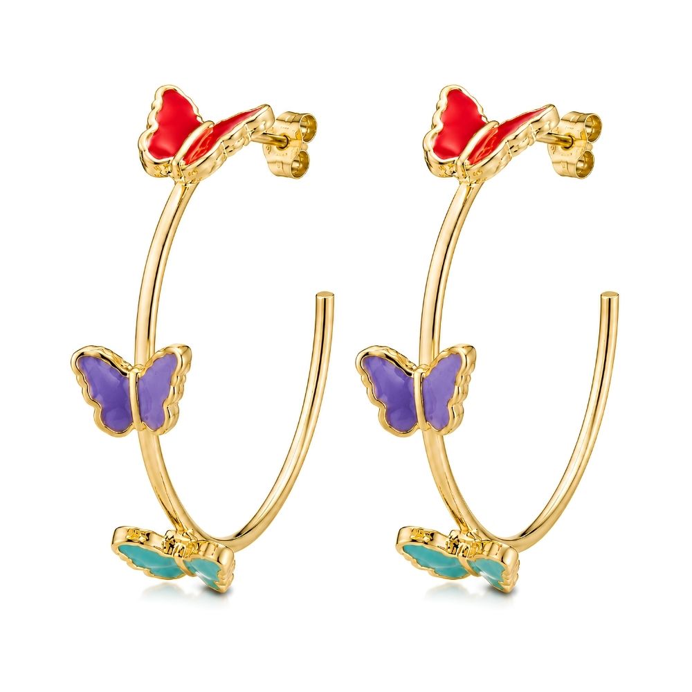 Este- Multicolor Butterfly Hoop Earrings