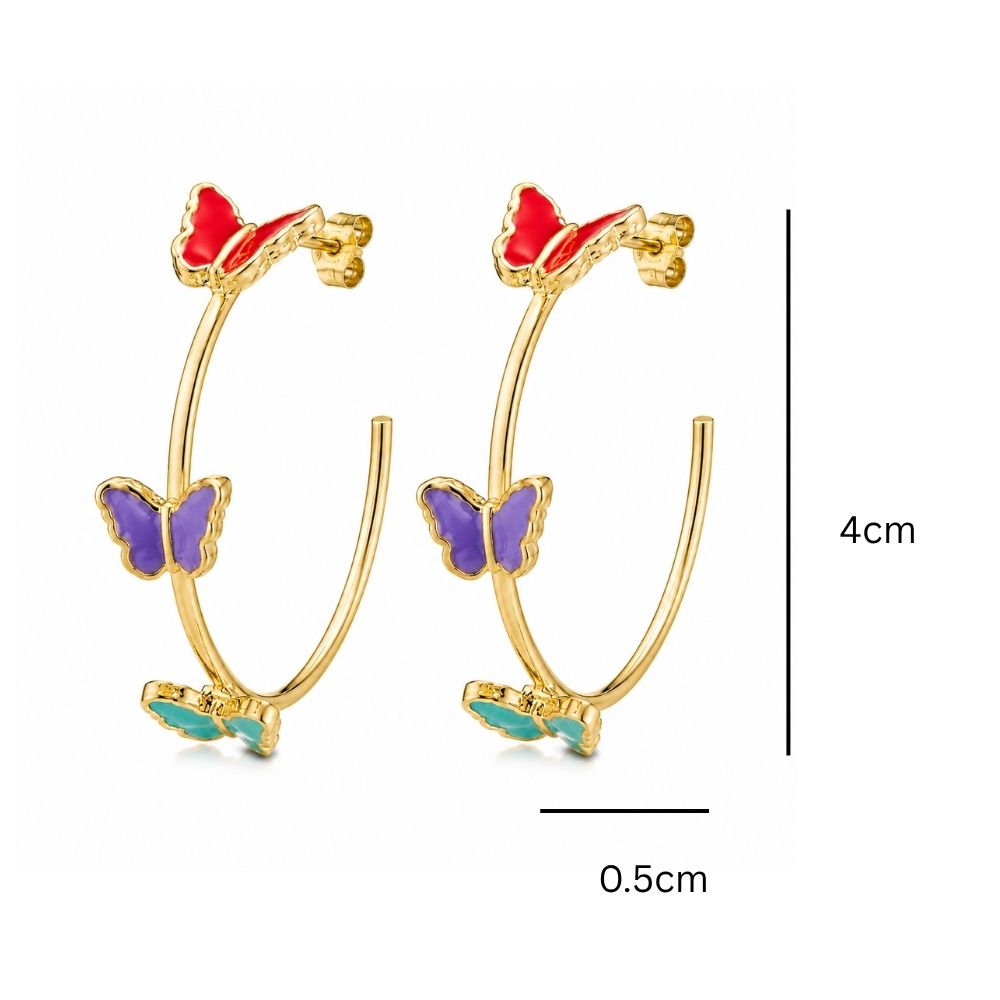 Este- Multicolor Butterfly Hoop Earrings