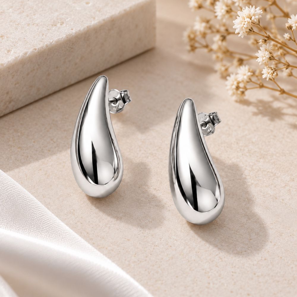 Zosia- Curved Teardrop Statement Stud Earrings