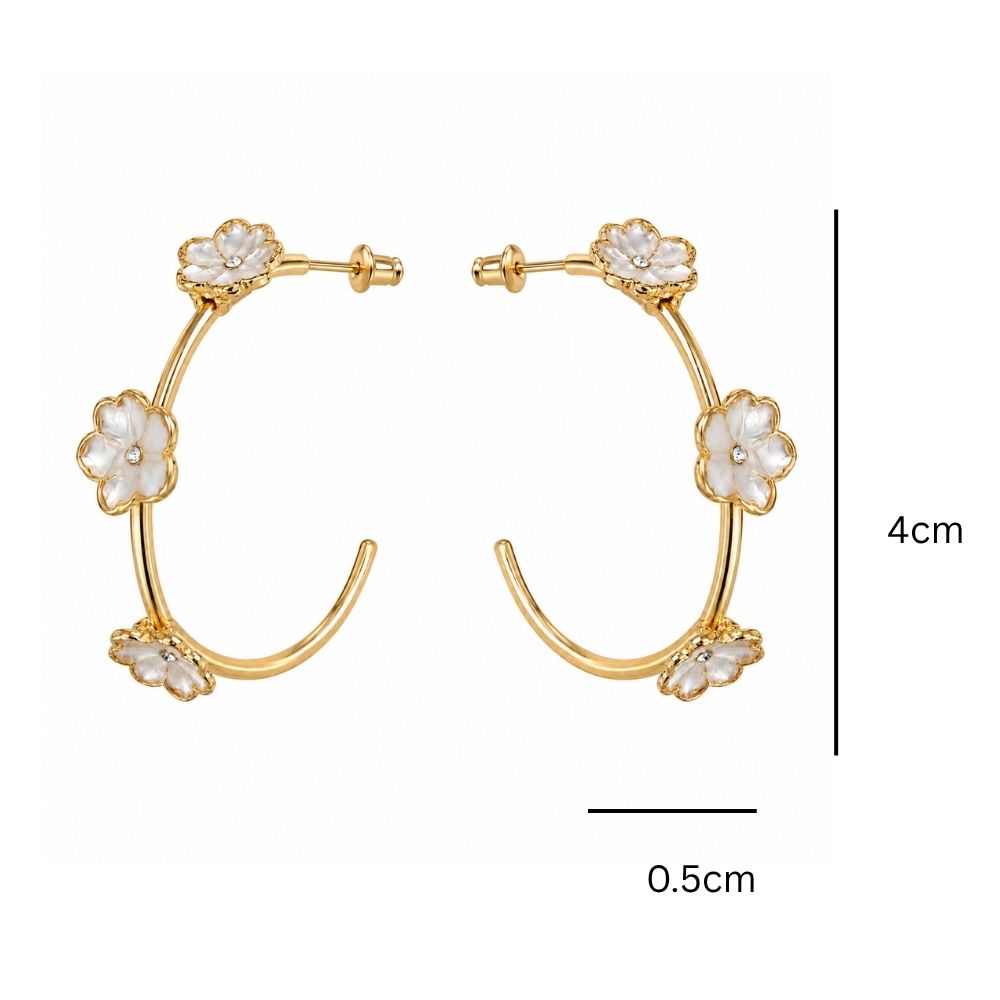 Ardella- Floral Pearl Hoop Earrings