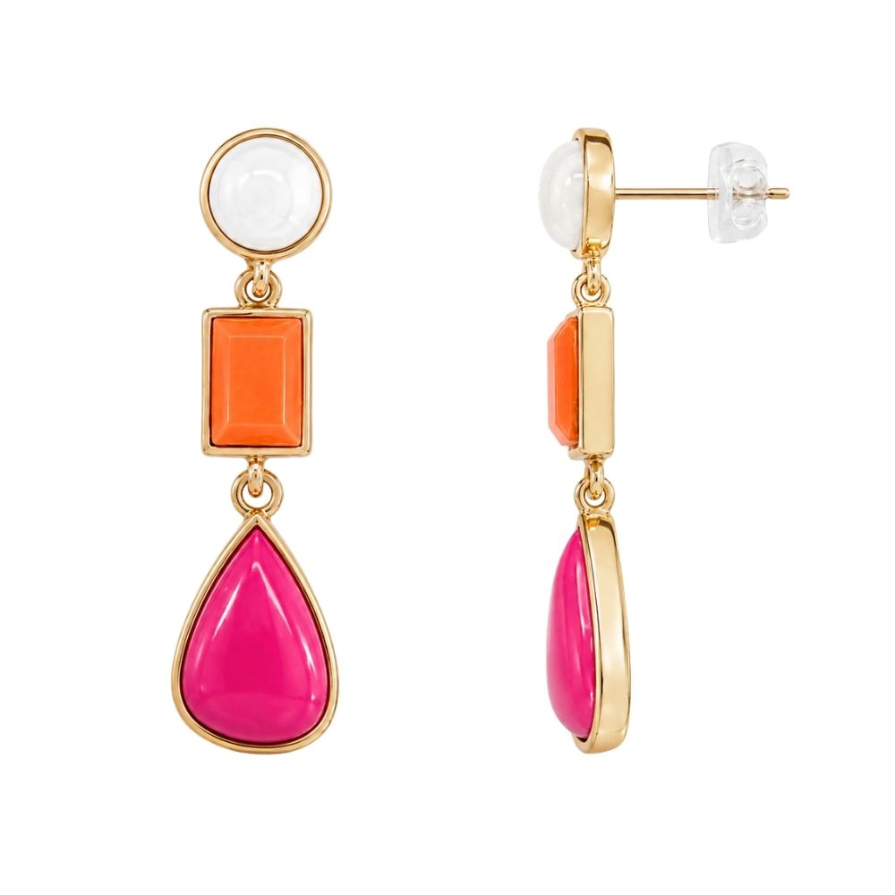 Wesley- Pearl & Colorful Stone Drop Earrings