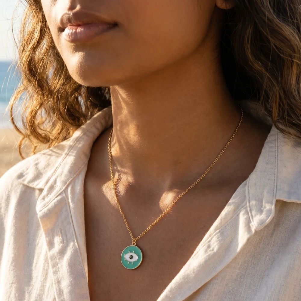 Adeline- Turquoise Evil Eye Pendant Necklace