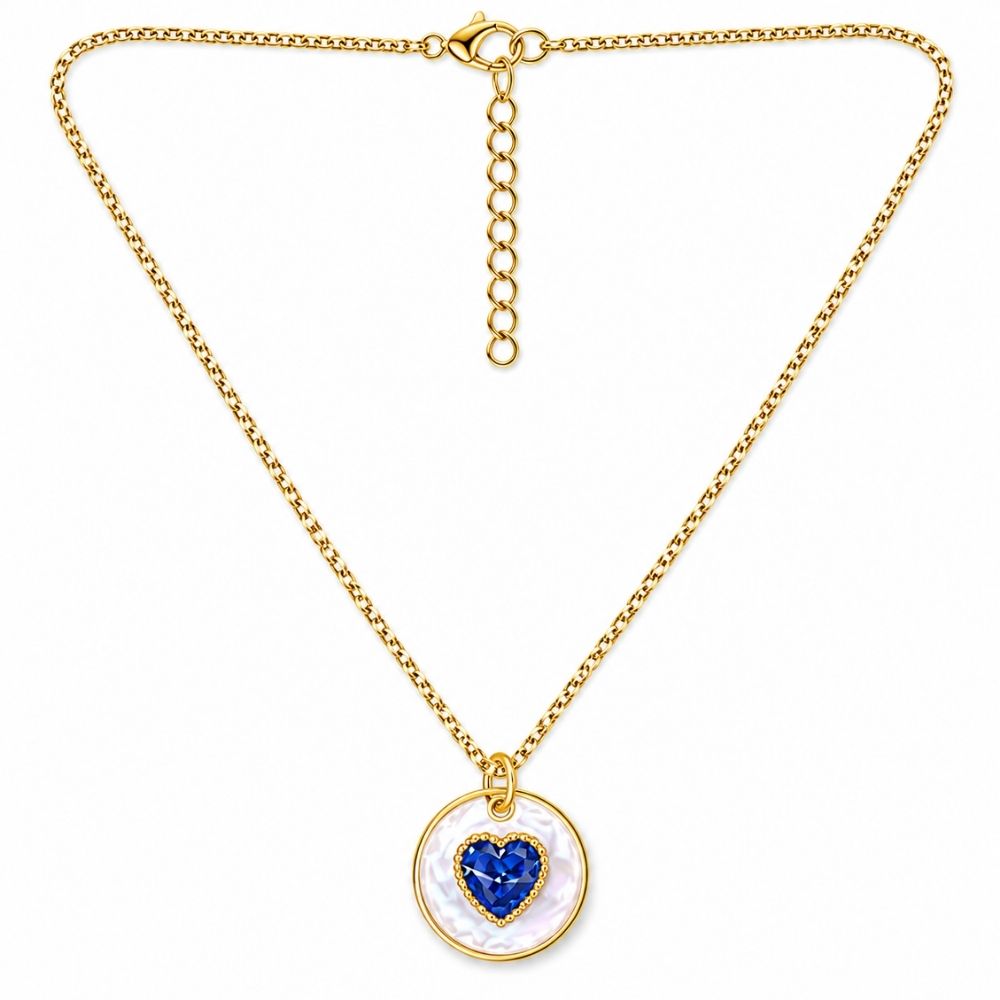 Lola- Sapphire Heart Medallion Necklace