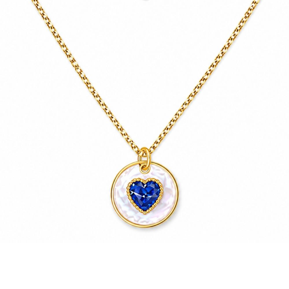 Lola- Sapphire Heart Medallion Necklace