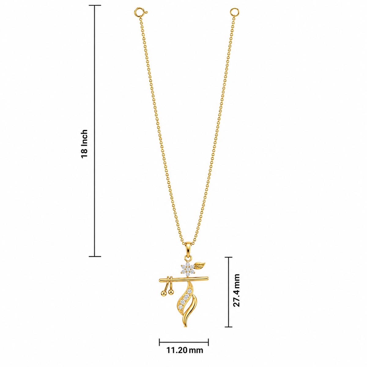 Bansuri - Floral Flute Pendant Necklace