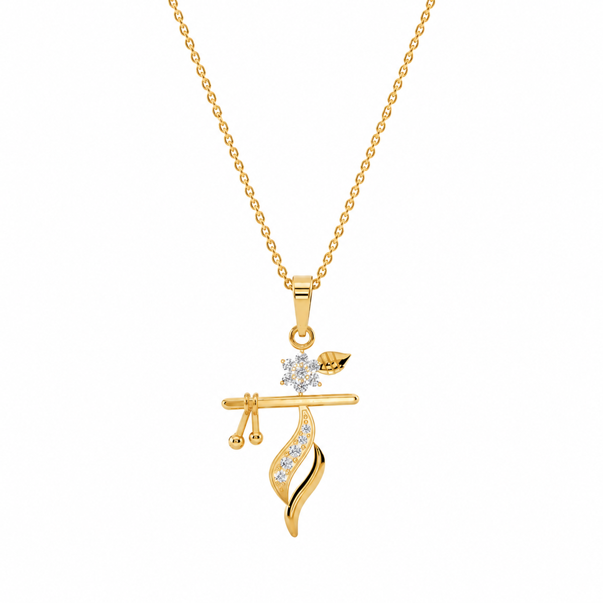 Bansuri - Floral Flute Pendant Necklace