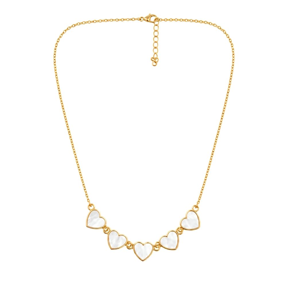 Jade- Mother of Pearl Heart Charm Necklace
