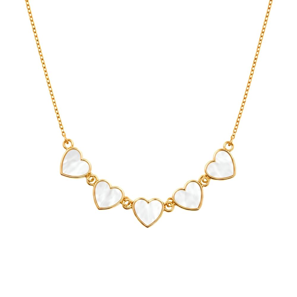 Jade- Mother of Pearl Heart Charm Necklace